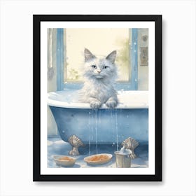 Turkish Cat In Bathtub Bathroom 1 Art Print