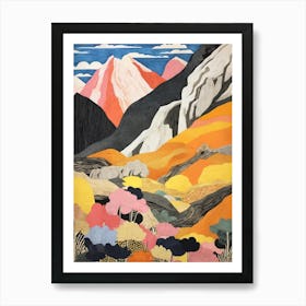 Mount Root United States Colourful Mountain Illustration Art Print