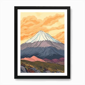 Popocatepetl Mexico Color Line Drawing (8) Poster