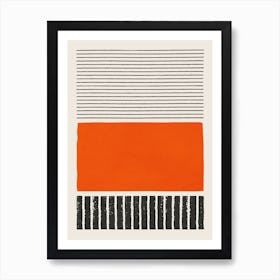 Bright Orange Black Line Art Print