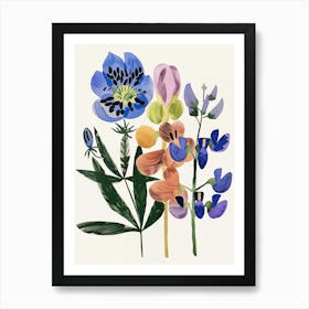 Painted Florals Aconitum 1 Art Print