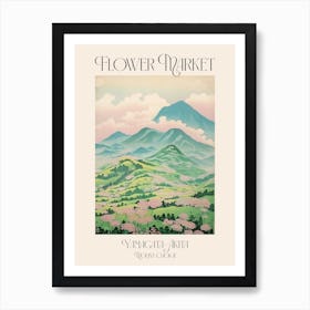 Flower Market Mount Chokai In Yamagata Akita Japanese Landscape 3 Poster Art Print