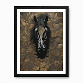 Black Horse Vintage Abstract Background Art Print