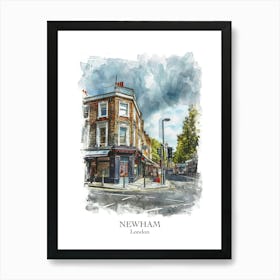 Newham London Borough   Street Watercolour 4 Poster Art Print