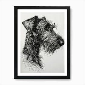 Irish Wolfhound Terrier Dog Line Sketch 2 Art Print