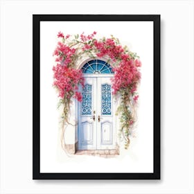 Beirut, Lebanon   Mediterranean Doors Watercolour Painting 1 Art Print