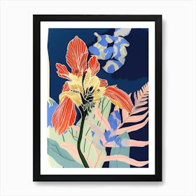 Colourful Flower Illustration Aconitum 4 Art Print