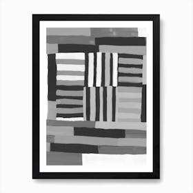 Painted Color Block Grid In Black And White Art Print