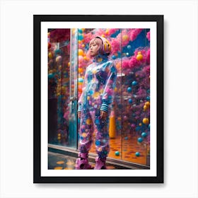 Girl In A Bubble Suit Art Print