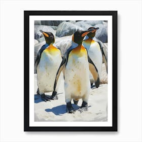 King Penguin Boulders Beach Simons Town Colour Block Painting 2 Art Print