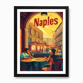 Aihrgdesign A 1970s Inspired Travel Poster For Naples Depicti Ae462572 913d 44d9 80c3 7d6913cf9220 2 Art Print