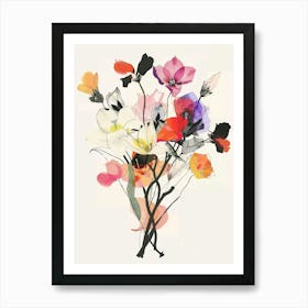 Cyclamen 2 Collage Flower Bouquet Art Print