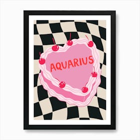 Aquarius Zodiac Heart Cake Art Print