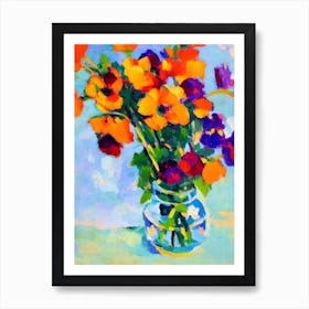 Eustoma Floral Abstract Block Colour 1 Flower Art Print