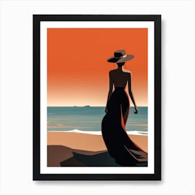 Illustration of an African American woman at the beach 120 Art Print