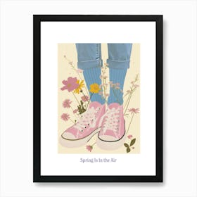 Spring In In The Air Pink Sneakers And Flowers 3 Art Print