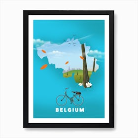 Belgium Travel map Art Print