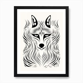 Linocut Fox Abstract Line Illustration 9 Poster