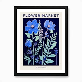 Blue Flower Market Poster Aconitum 3 Art Print