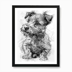 Cute Terrier Dog Line Art 1 Art Print