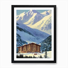 Courmayeur, Italy Ski Resort Vintage Landscape 1 Skiing Poster Art Print