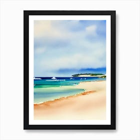 Rainbow Bay Beach, Australia Watercolour Art Print