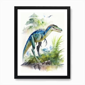 Suchomimus Tenerensis 1 Watercolour Dinosaur Art Print