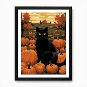 Cat With Pumpkins 8 Art Print