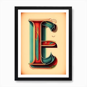 E, Letter, Alphabet Vintage Sketch 2 Art Print