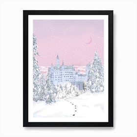 Pink Princess Castle Illustration Art Print