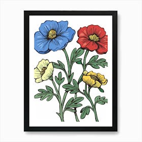 Three Flowers Art Print