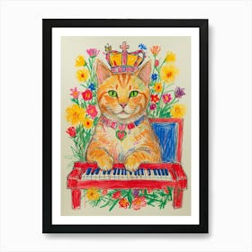 Cat Playing Piano Art Print