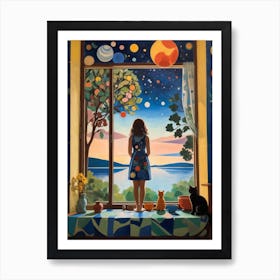 Girl Looking Out The Window Art Print