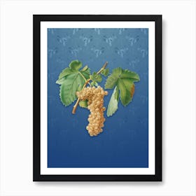 Vintage Trebbiano Grapes Botanical on Bahama Blue Pattern n.0387 Art Print