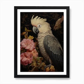 Dark And Moody Botanical Parrot 3 Art Print