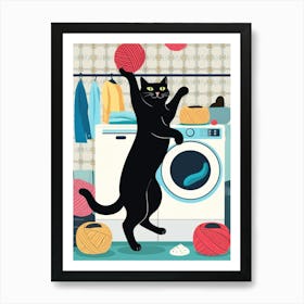 Cat In The Laundry Room Art Print