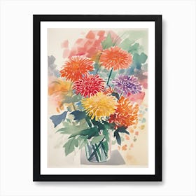 Chrysanthemums Flower Illustration 4 Art Print