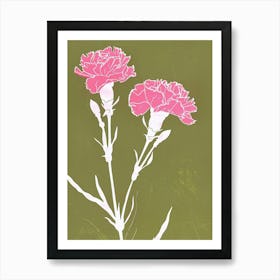 Pink & Green Carnation 1 Art Print