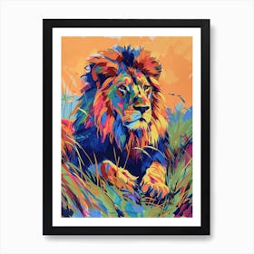 Transvaal Lion Lion In Different Seasons Fauvist Painting 4 Art Print