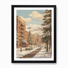 Vintage Winter Illustration Denver Colorado Art Print