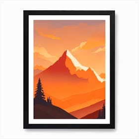 Misty Mountains Vertical Composition In Orange Tone 46 Art Print