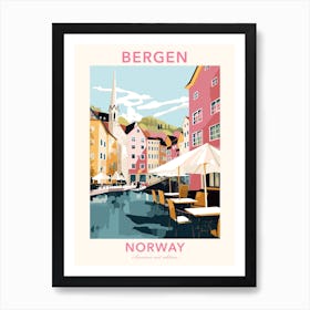 Bergen, Norway, Flat Pastels Tones Illustration 4 Poster Art Print