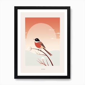 Minimalist Robin 2 Bird Poster Art Print