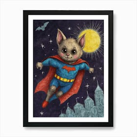 Cat In Superman Costume Art Print