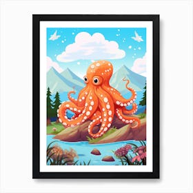 Giant Octopus Kids Illustration 3 Art Print