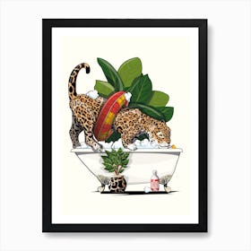 Jaguar Wild Cat On The Bath Art Print
