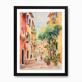 Rome, Italy Watercolour Streets 1 Art Print