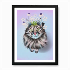 Blooming Gaze - Cat Portrait Art Print