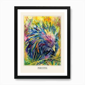 Porcupine Colourful Watercolour 4 Poster Art Print