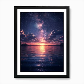 Night Sky Over Water 1 Art Print